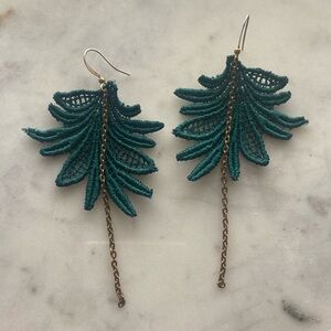 •WHITE OWL JEWELRY• emerald green lace earrings